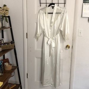 White silk feeling thin robe